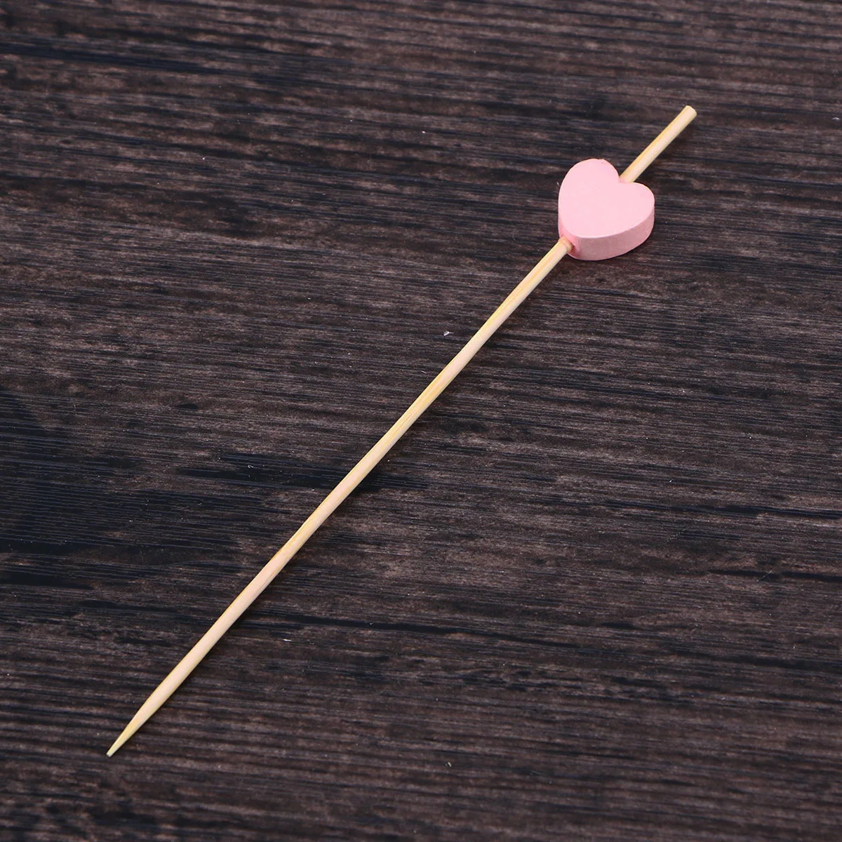 

100Pcs Handmade Bamboo Cocktail Picks Heart Shape Bead 12cm Fruit Picks Bar Supplies Fruit Sticks