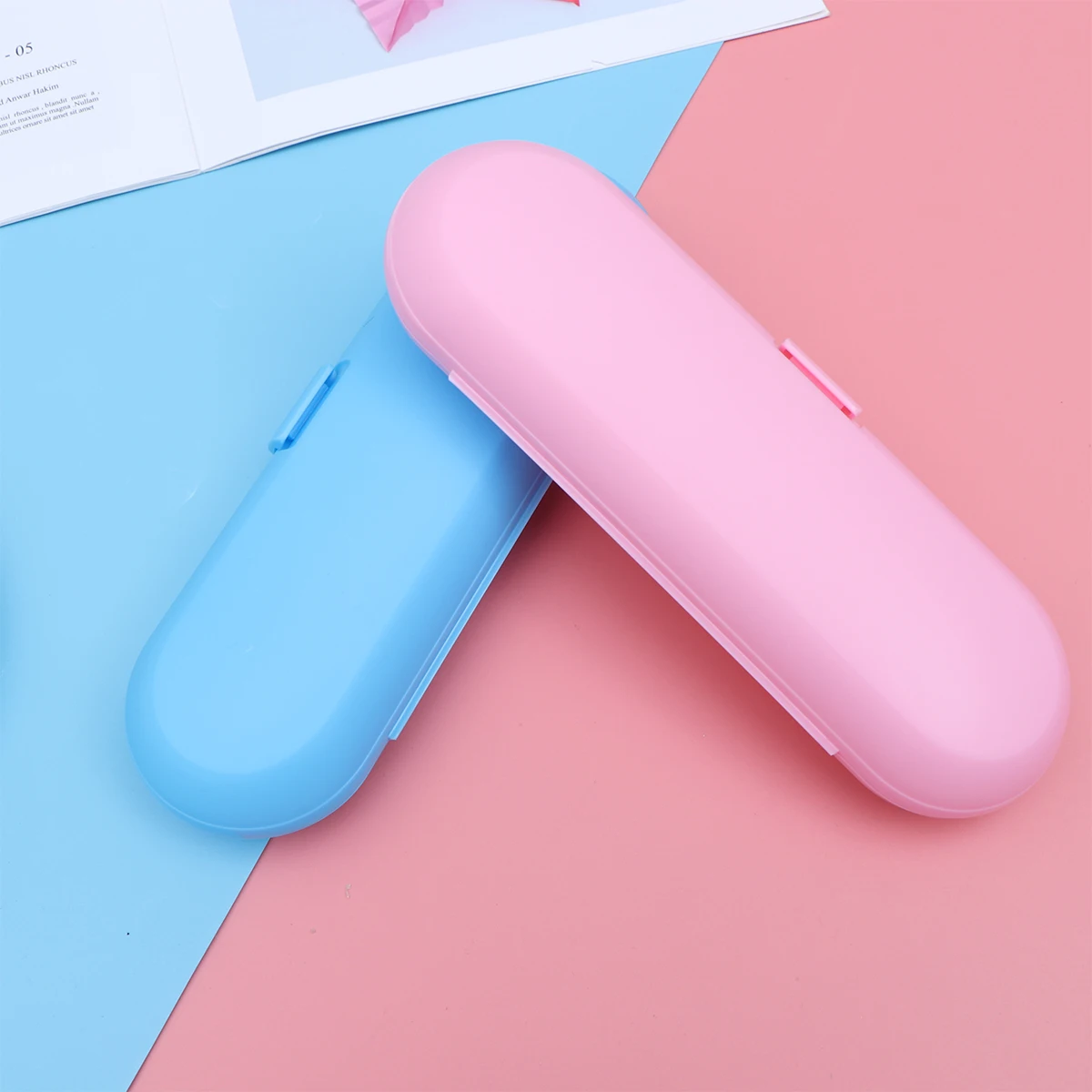 2Pcs Electric Toothbrush Case Compact Travel Storage Box Blue Pink Portable Holder for Outdoor Protection Toothbrush Case