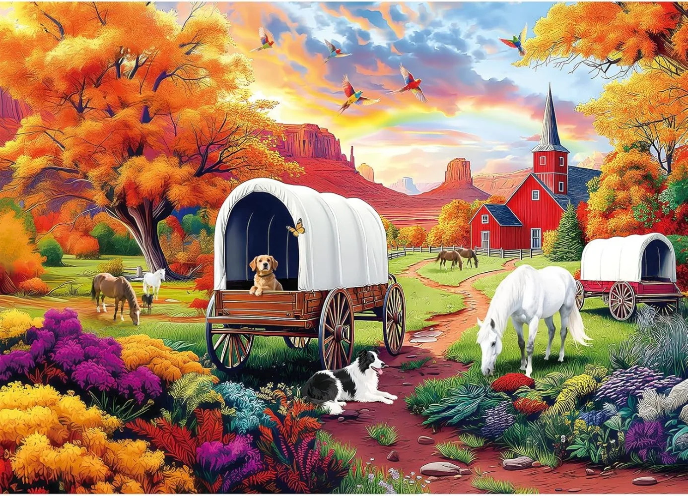 

Adult Jigsaw Puzzle Autumn Dog Carriage 1000/500/300/120 Pieces Landscape Puzzle Birthday Gift Game Room Decor Entertainment Toy