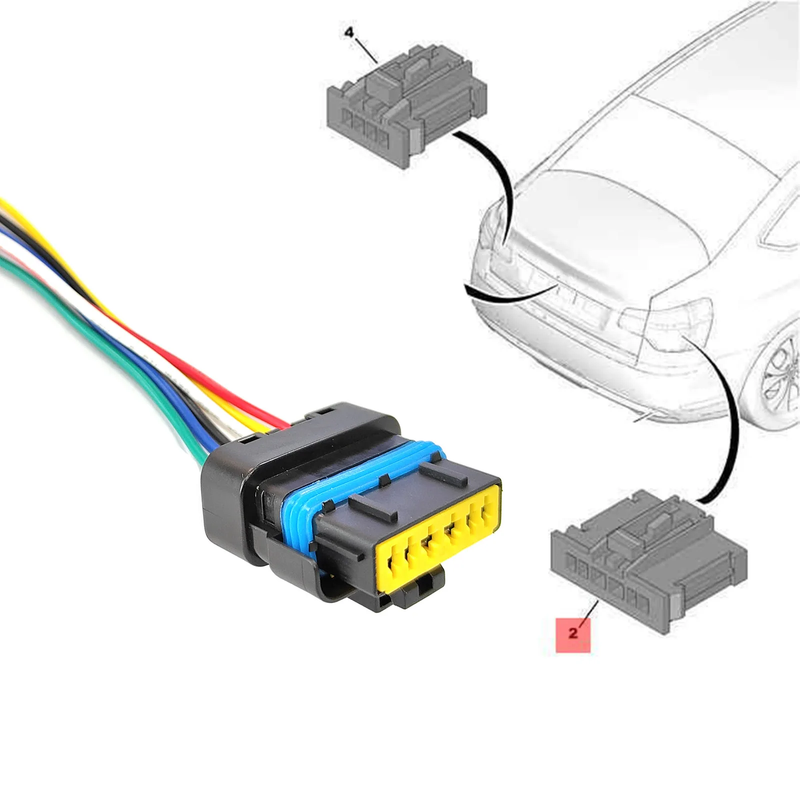 For Nissan Micra March K12 K13 2002 - 2022 Interstar Primastar Rear Tail Light Lamp 6-Pin Connector Pigtail Plug Wiring Harness