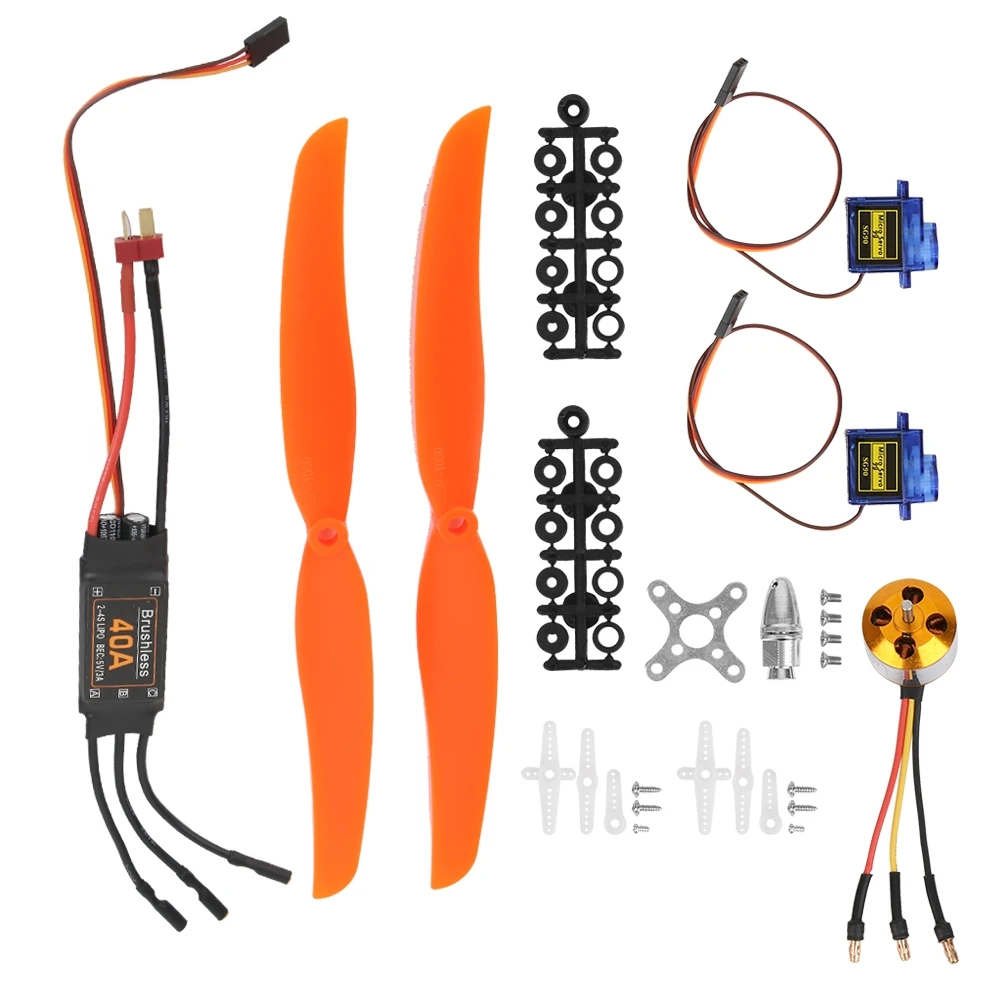 

Бесщеточный двигатель A2212 1000KV, регулятор скорости 40A ESC, микро-сервопривод SG90 9G, пропеллер 1060 для радиоуправляемых самолетов (двигатель 1000KV, регулятор 40A ESC, сервопривод 9G, пропеллер 1060)