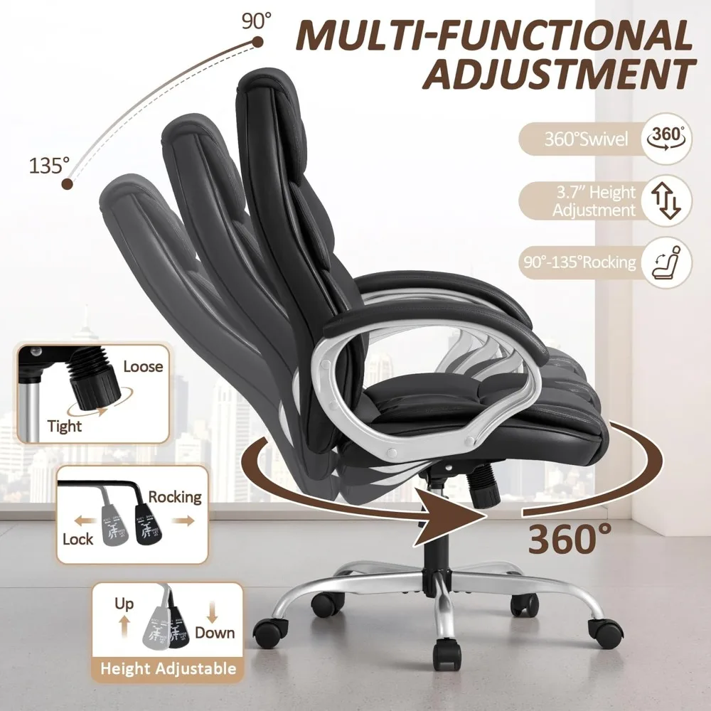 Office Chair High Back Computer  Chair, Adjustable Height Modern Executive Swivel Task Chair with Padded Armrests