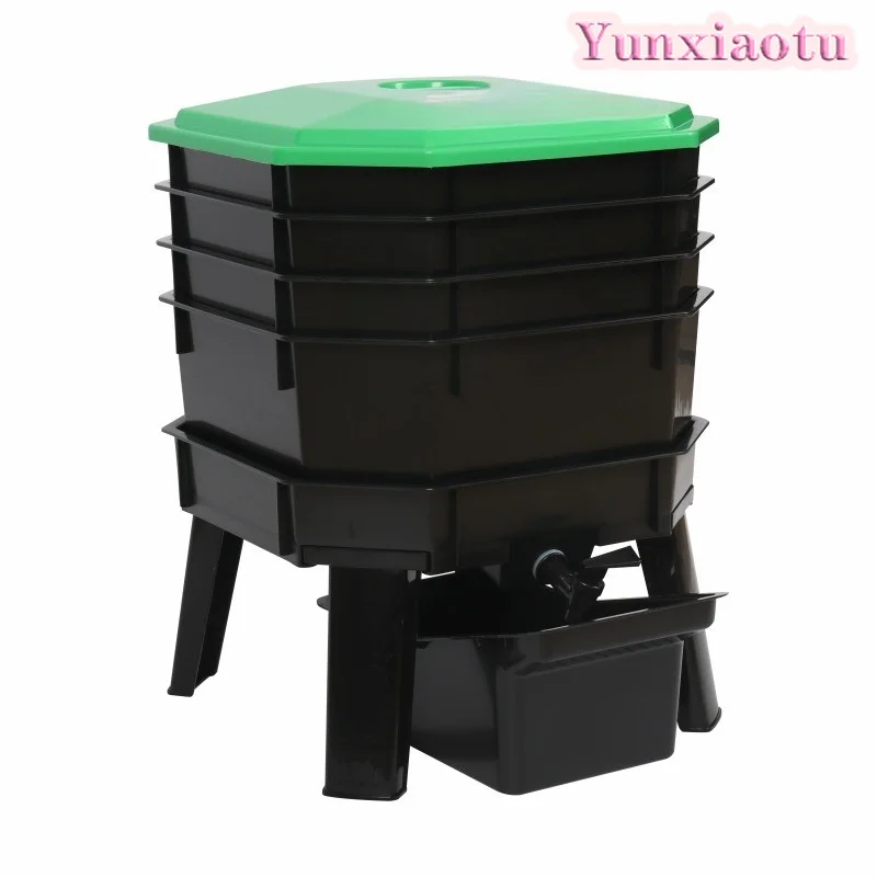 Worm Composter Bin for Kitchen Waste Recycling, Outdoor Large Capacity Vermicomposting Box for Organic Soil & Fertilizer