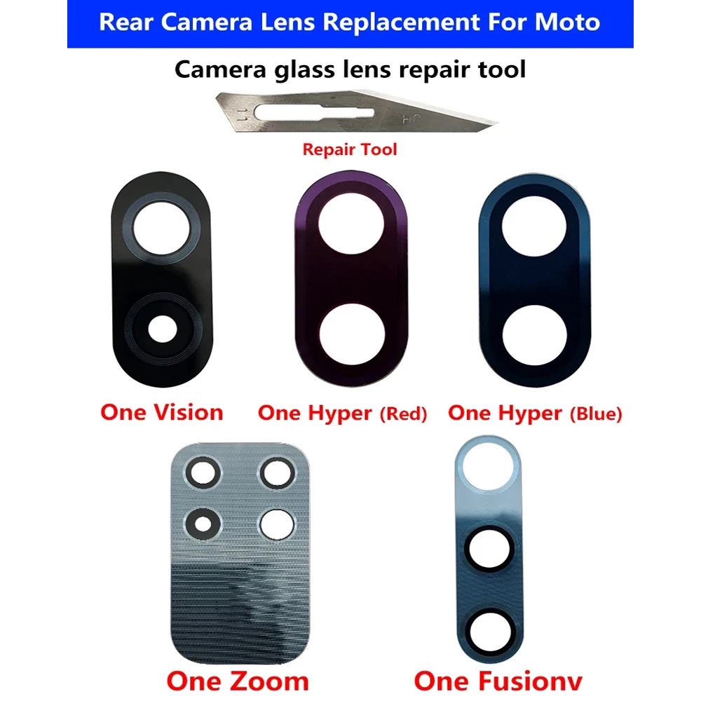 NEW Tested Camera Glass For Moto One Zoom Fusion Plus Hyper Vision Action Macro Rear Back Camera Glass Lens With Sticker