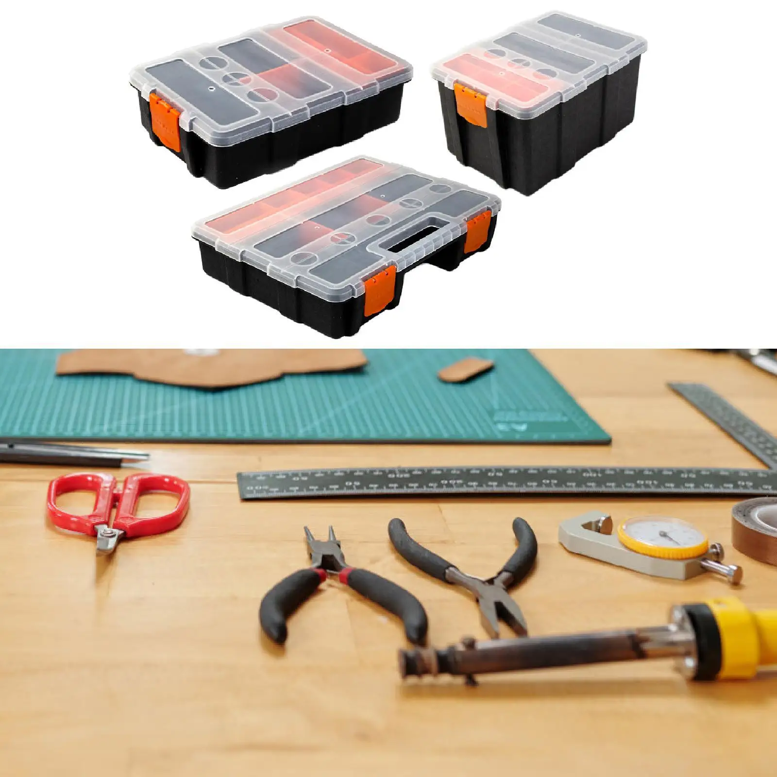 Scatola per componenti elettronici Scatola hardware Multi griglia Piccoli divisori rimovibili Cassetta degli attrezzi per bulloni di fissaggio Appassionato di artigianato