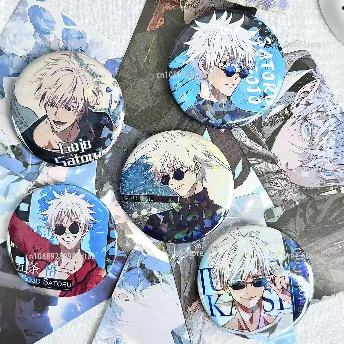 

58 мм Curse Jujutsu Kaisen Gojo Satoru двойная вспышка круглый значок одежда сумка булавка памятный декоративный значок Рождественский подарок