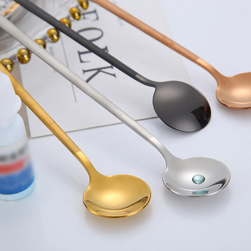 

6 Pcs Coffee Spoon Stirrers Stainless Steel Mini Round Teaspoon Stirring Mixing