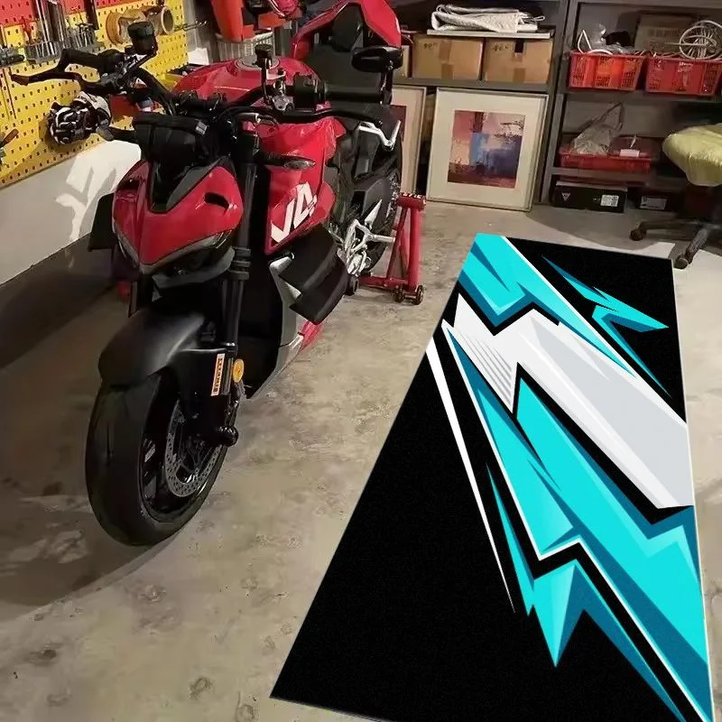 VIKAMA Lightning Street Racing Pit Mat Anti Slip Wear Resistant Rug For Garage Motorbike Parking Display Floor Carpet