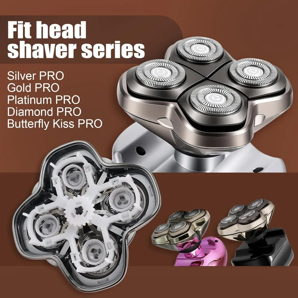 

4 сменные плавающие бритвенные головки с двойной тройной линией лезвий, совместимые с бритвами Skull Pitbull Butterfly Kiss PRO и Palm