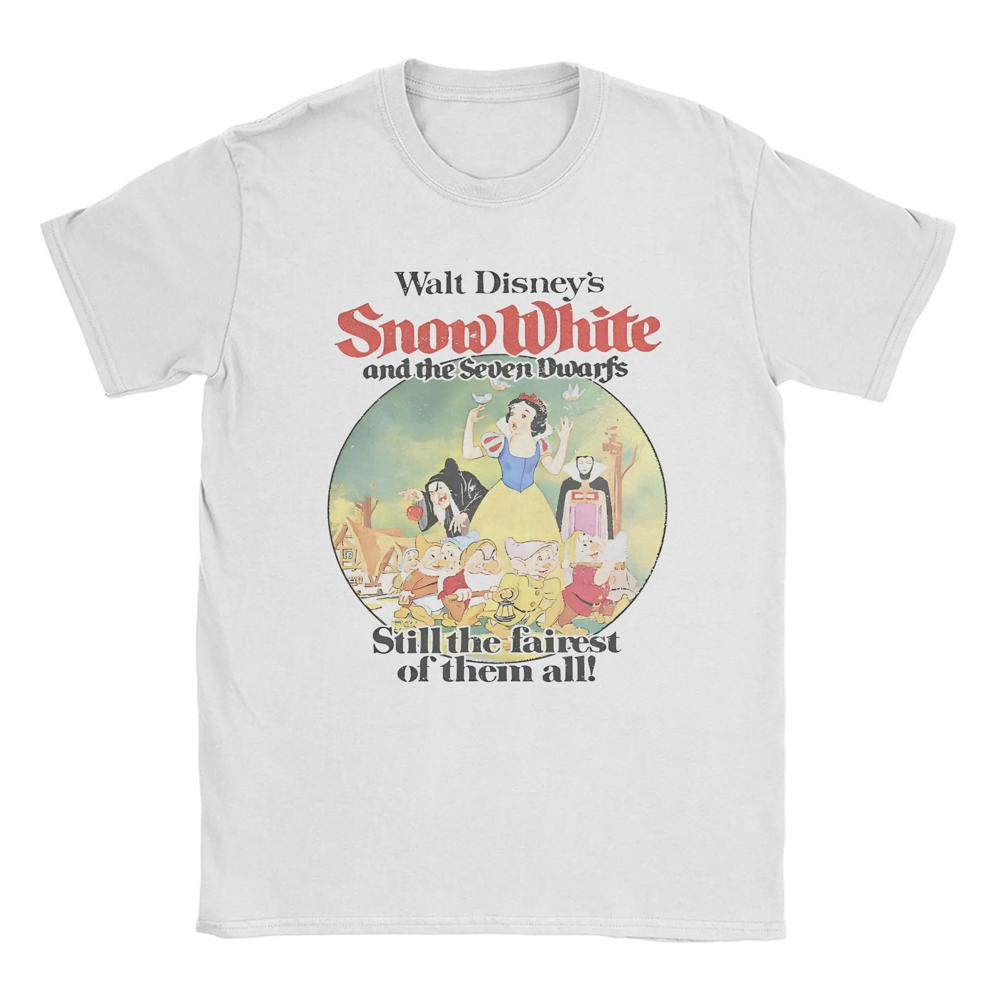 Snow White The Fairest Of Them All Men T Shirt Cartoon Novelty Tee Shirt Short Sleeve Crew Neck T-Shirt Cotton Adult merchandise