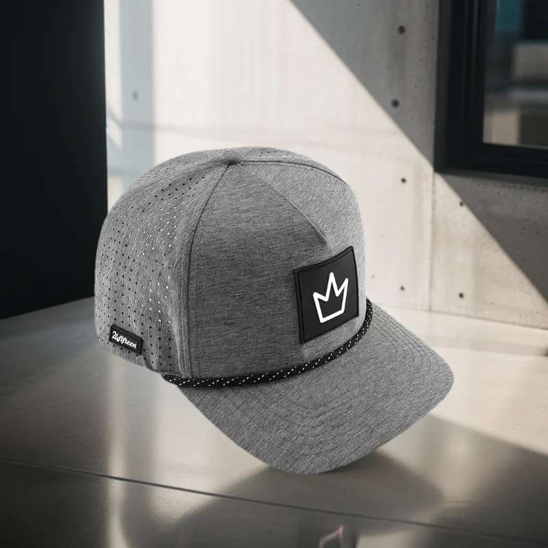 

Custom high quality 5 Panel Laser Cut Hole Perforated,Waterproof Sport Rope Baseball Cap,Rubber Logo Quick Dry Performance Hat