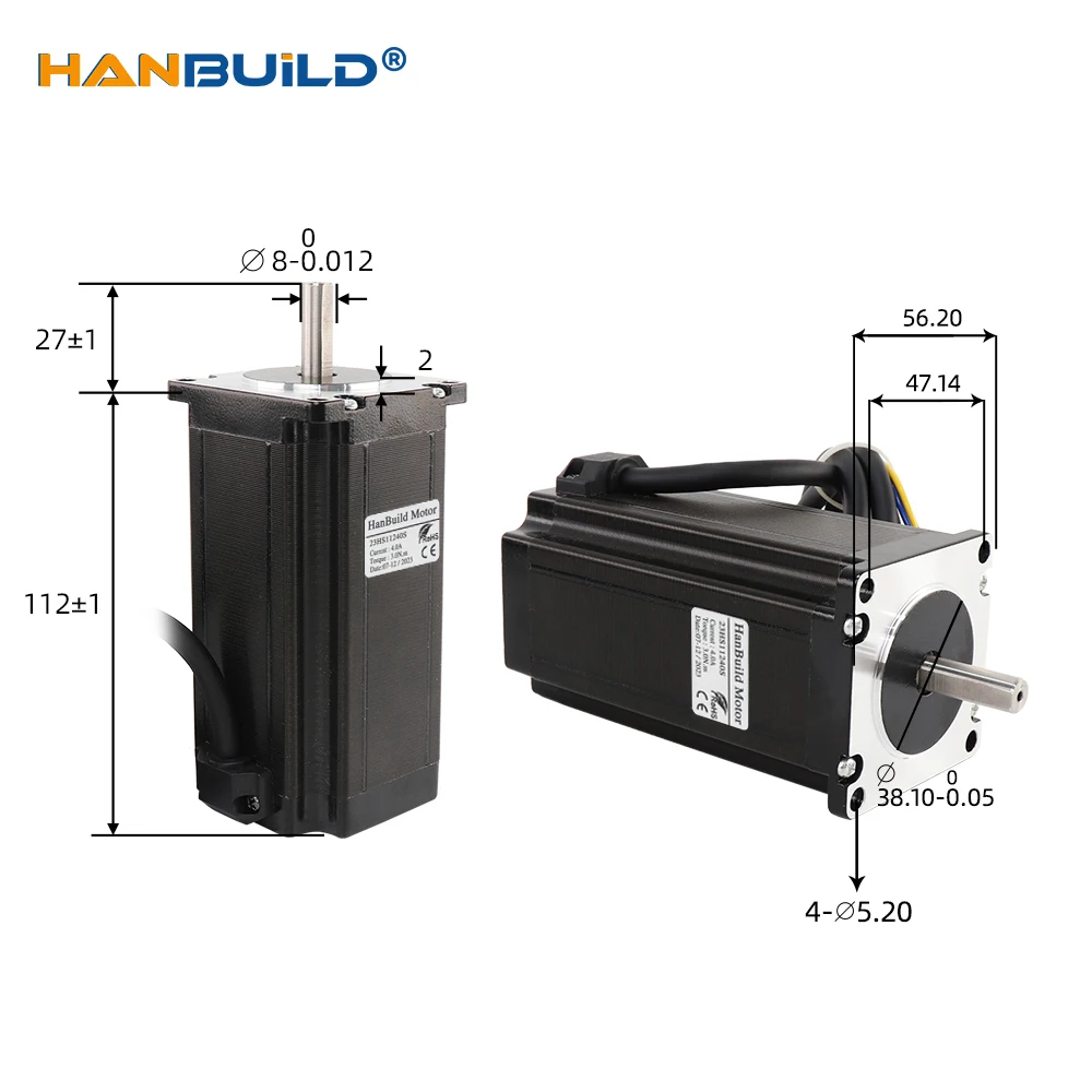 hanbuild NEMA23 Stepper Motor 4.0A 300N.CM 4-lead 23HS11240 Nema 23 Stepper Motor 57 Series motor for 3D printer accessories