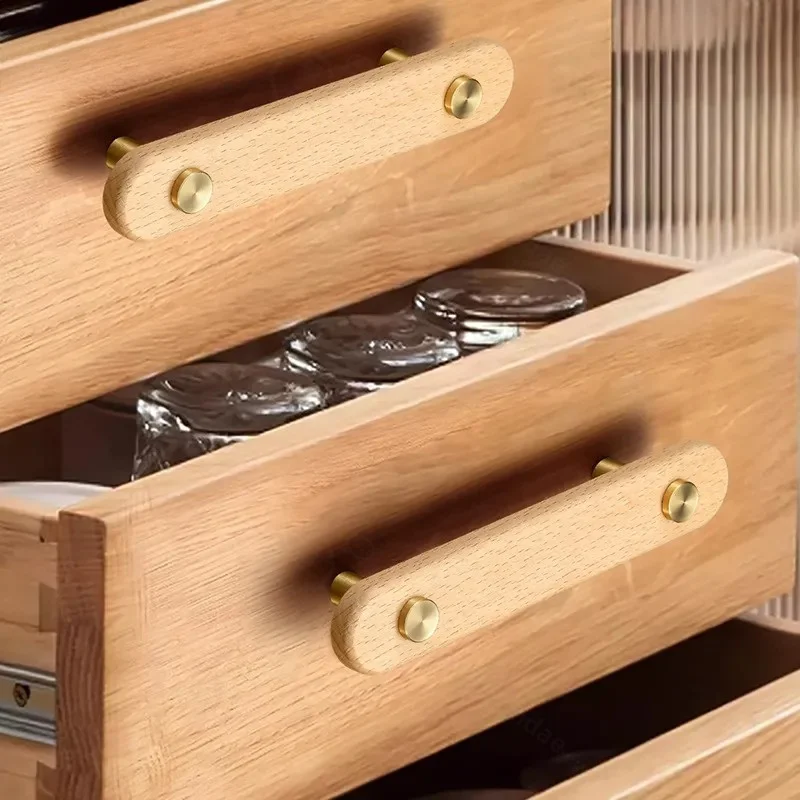 Retro Pastoral Log Style Cabinet Door Handle High End Light Luxury Wooden Wardrobe Drawer Wood Knob Furniture Hardware