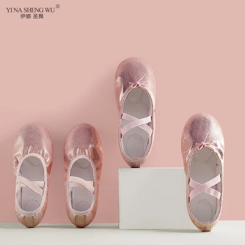 Imagen 2 del producto Zapatos de Ballet para niña, zapatillas de baile de Ballet de cuero PU, suela dividida, zapatos de práctica de Yoga de bailarina para niños y adultos, zapato de baile tutú