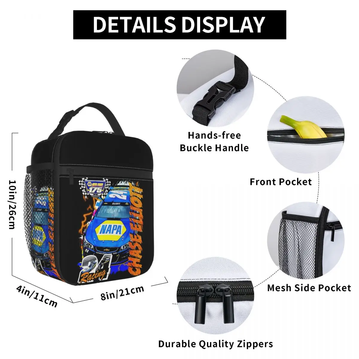 Chase Elliott NAPA Racing Insulated Lunch Bag for Women Office Cooler Thermal Food Box Tote Portable Lunch Boxes Container