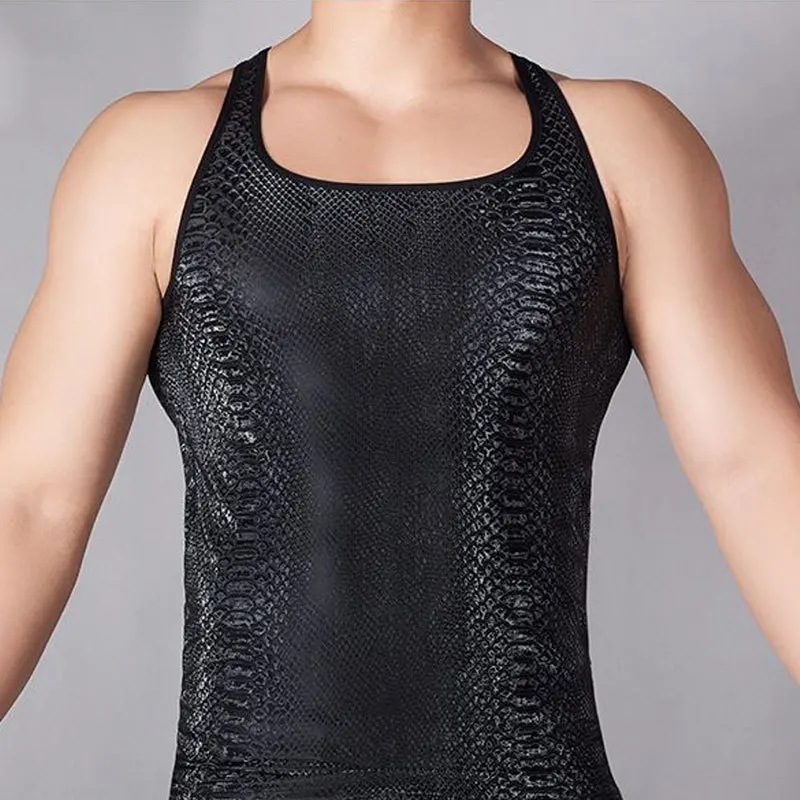 Men's Casual 3D Three-dimensional Slim-fit Snake Pattern Vest Men's Summer Suspender Bottoming Shirt Sleeveless Vest Top