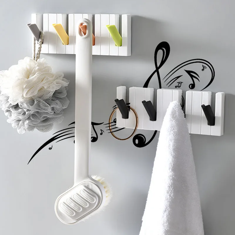 Creative Piano Keys Hooks Wall Mounted Clothes Racks Home Wall Living Room Bedroom Decorative Hat Bag 4 Compartment Hooks