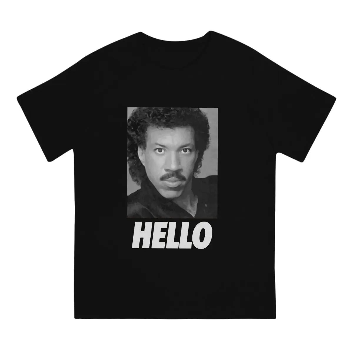 Lionel Brockman Richie Creative TShirt for Men Hello Round Collar Basic T Shirt Hip Hop Gift Clothes Streetwear image 2
