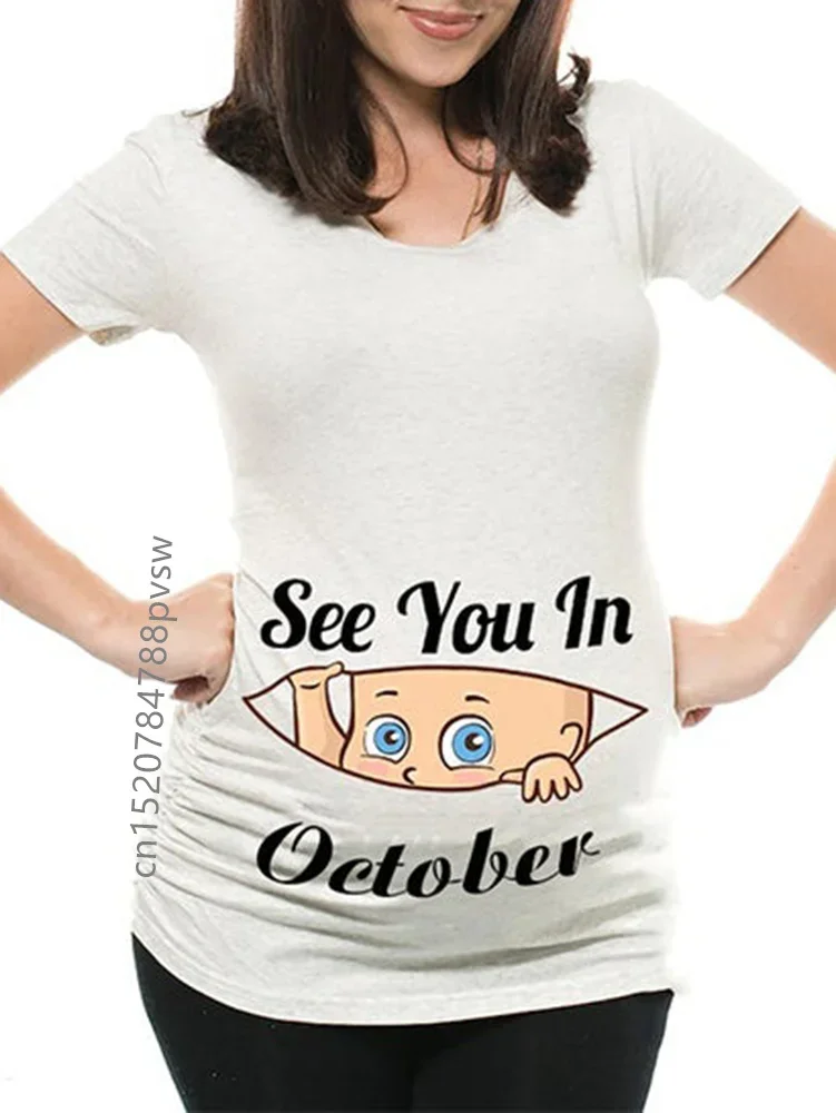 Funny See You In January February March April May June July August September October November December Women Pregnant T Shirt