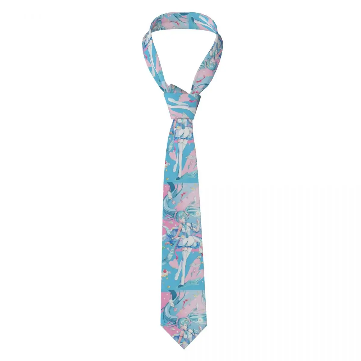

Custom Classic Popular H-Hatsuned M-Mikus Neck Ties Men's Silk Cartoons Neckties for Party Cravat