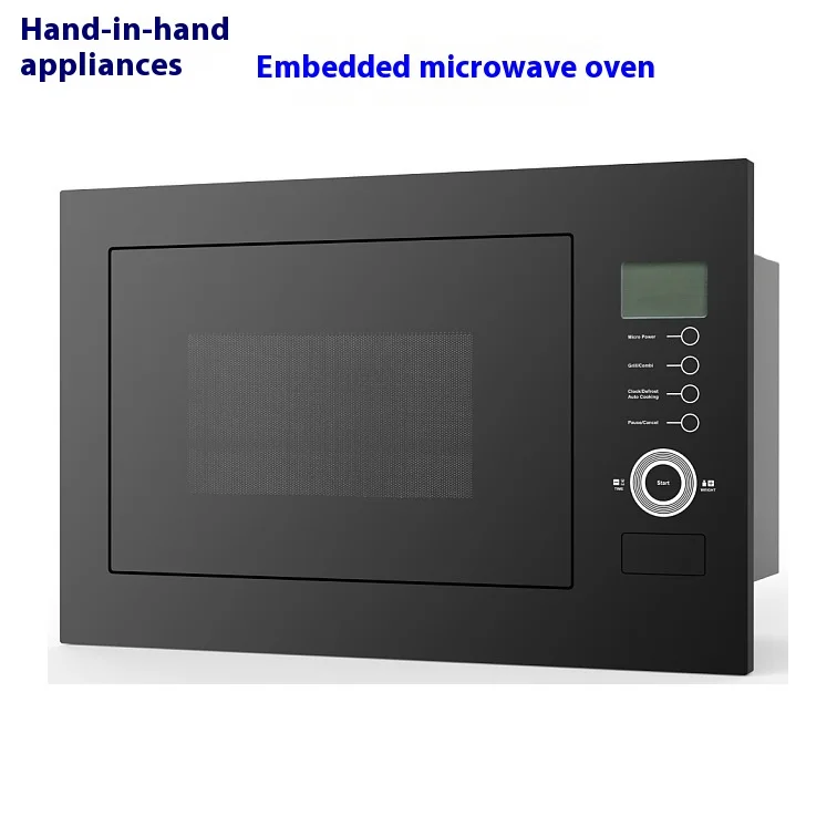 فرن ميكروويف منزلي كهربائي مدمج باللون الأسود سعة 25 لتر، وظيفة ذكية للشواء، تجارة التصدير المباشر من الشركة المصنعة