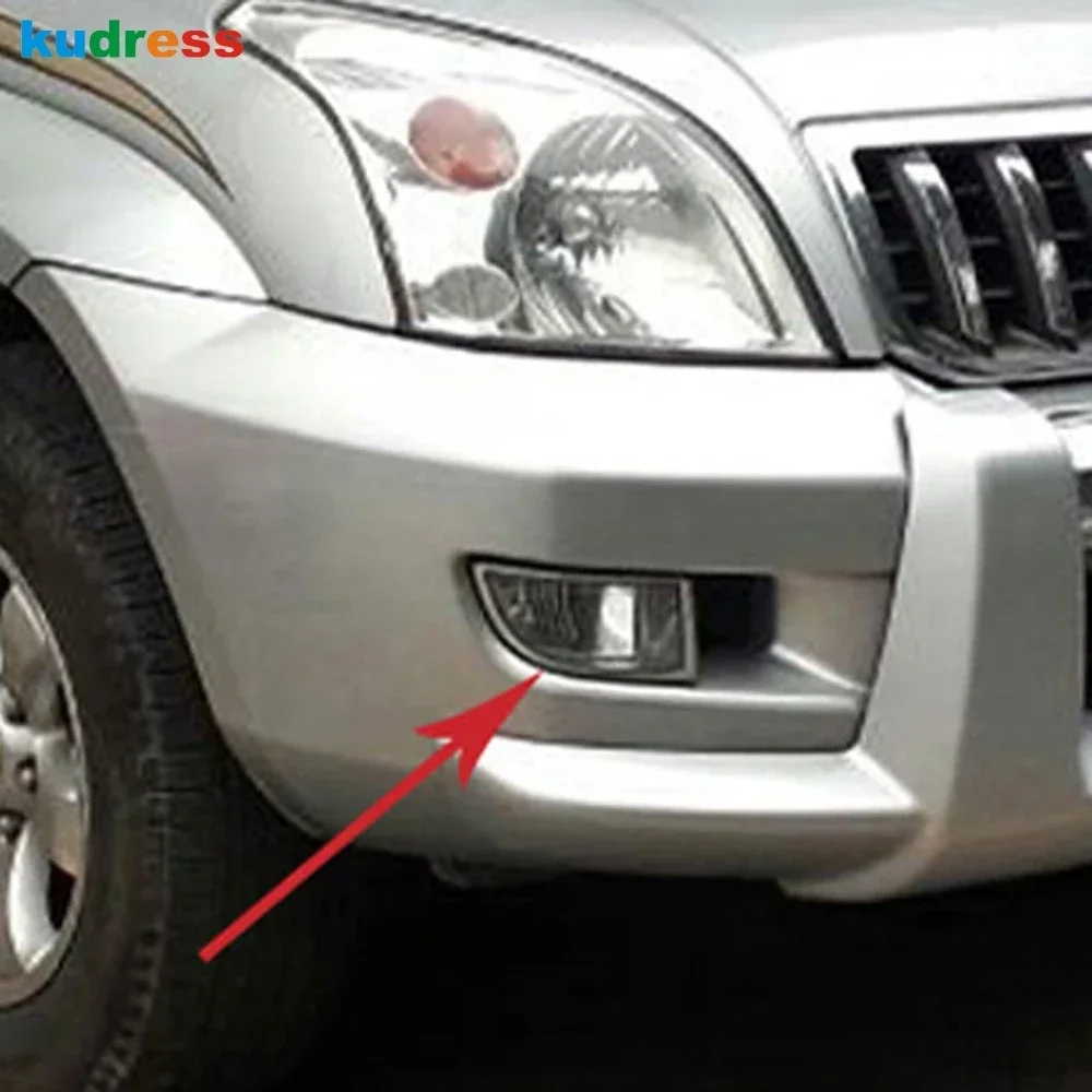 Front Fog Light Lamp Cover For Toyota Land Cruiser Prado FJ120 2003 2004 2005 2006 2007 2008 2009 Chrome Car Foglight Bezel Trim