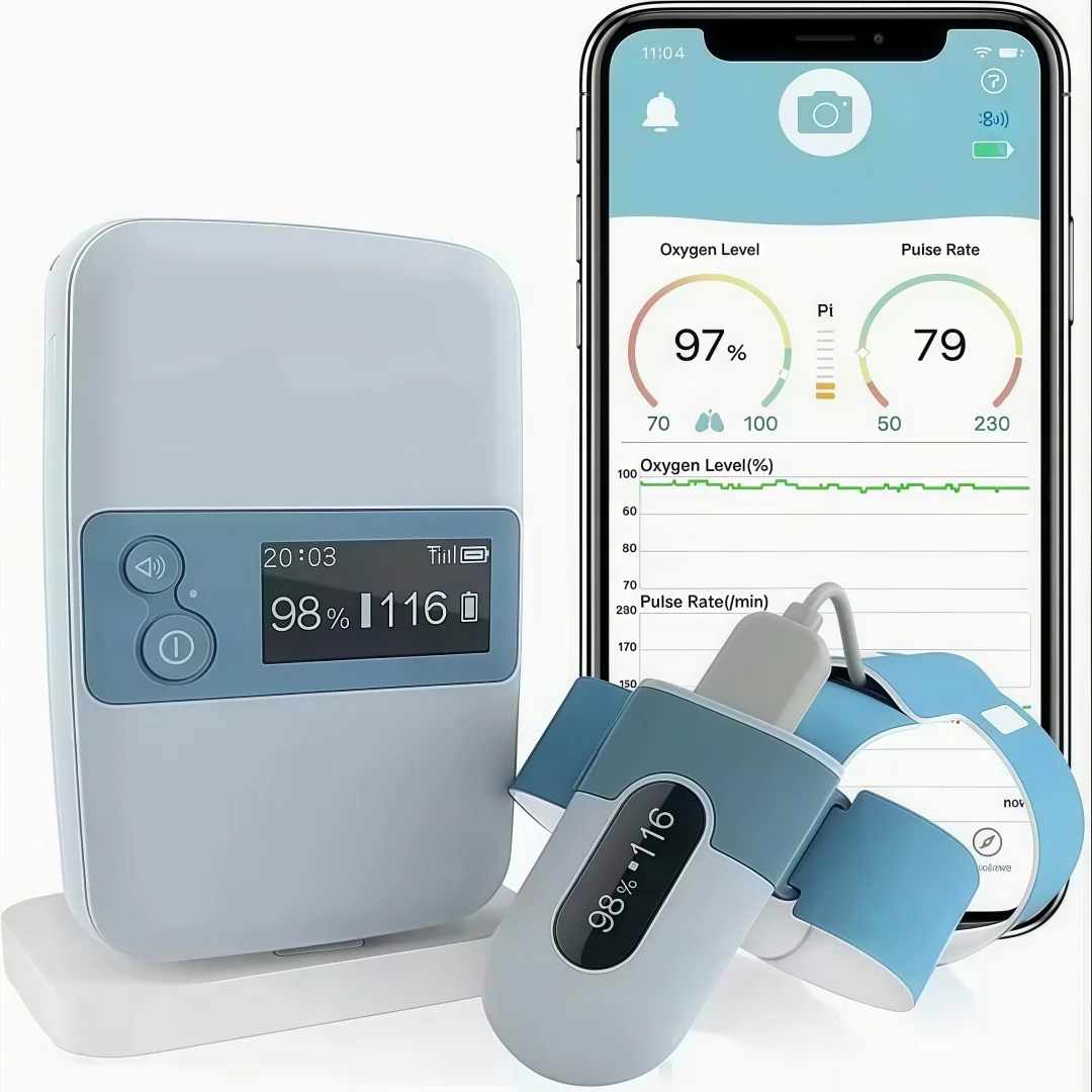 Bluetooth wearable baby oximeter for sleep, heart rate, blood oxygen abnormality alarm reminder, and blood oxygen saturation mon