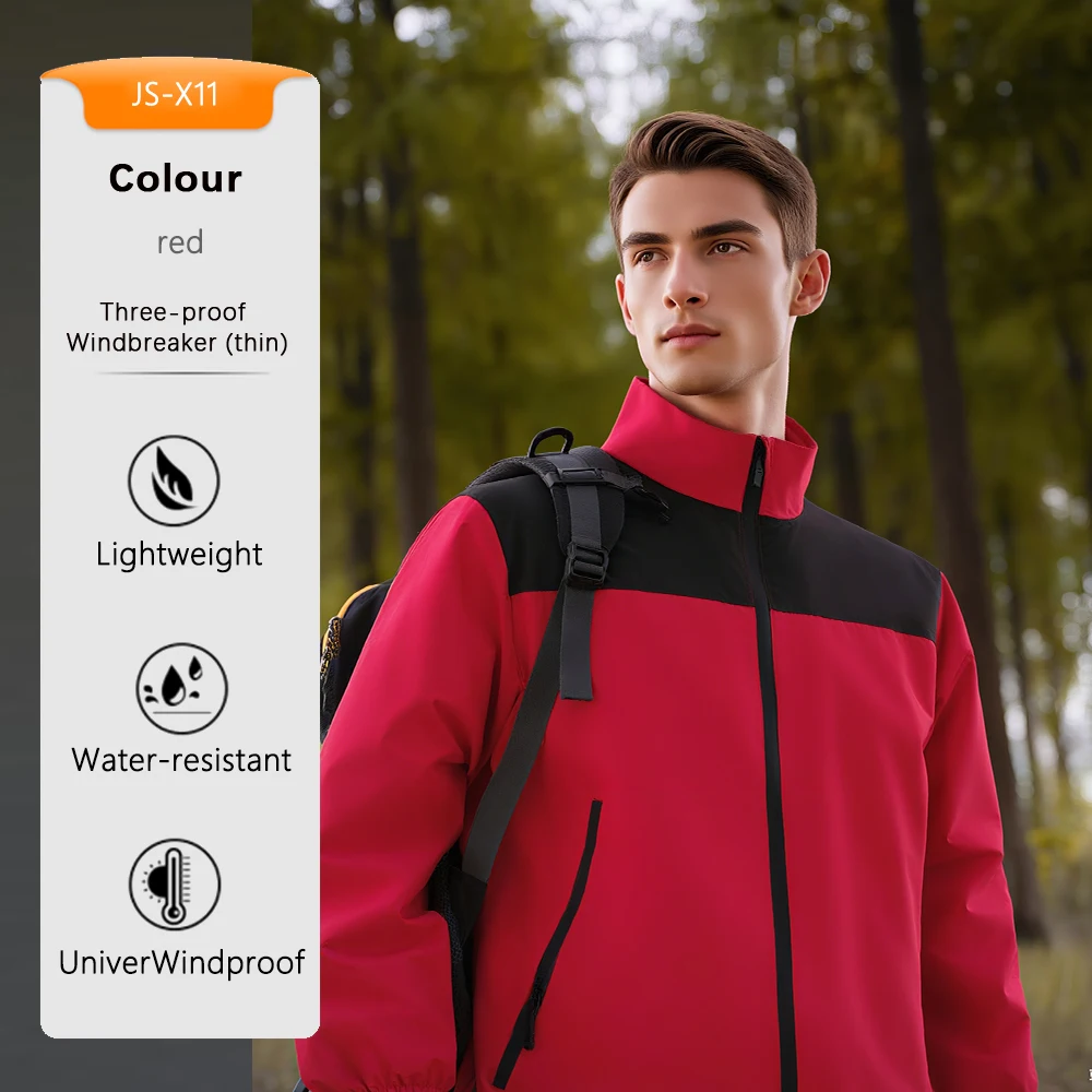

Unisex Stand Collar Jacket Men Women Three-proof Windbreaker Coat Lightweight Autumn Winter Casual Sportswear​​ Long Sleeved Top