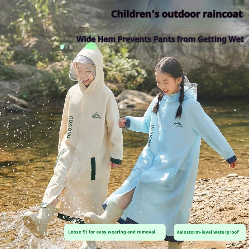 Children's Full Body Raincoat with Backpack Space Thick Outdoor Rainproof School Raincoat for Boys And Girls