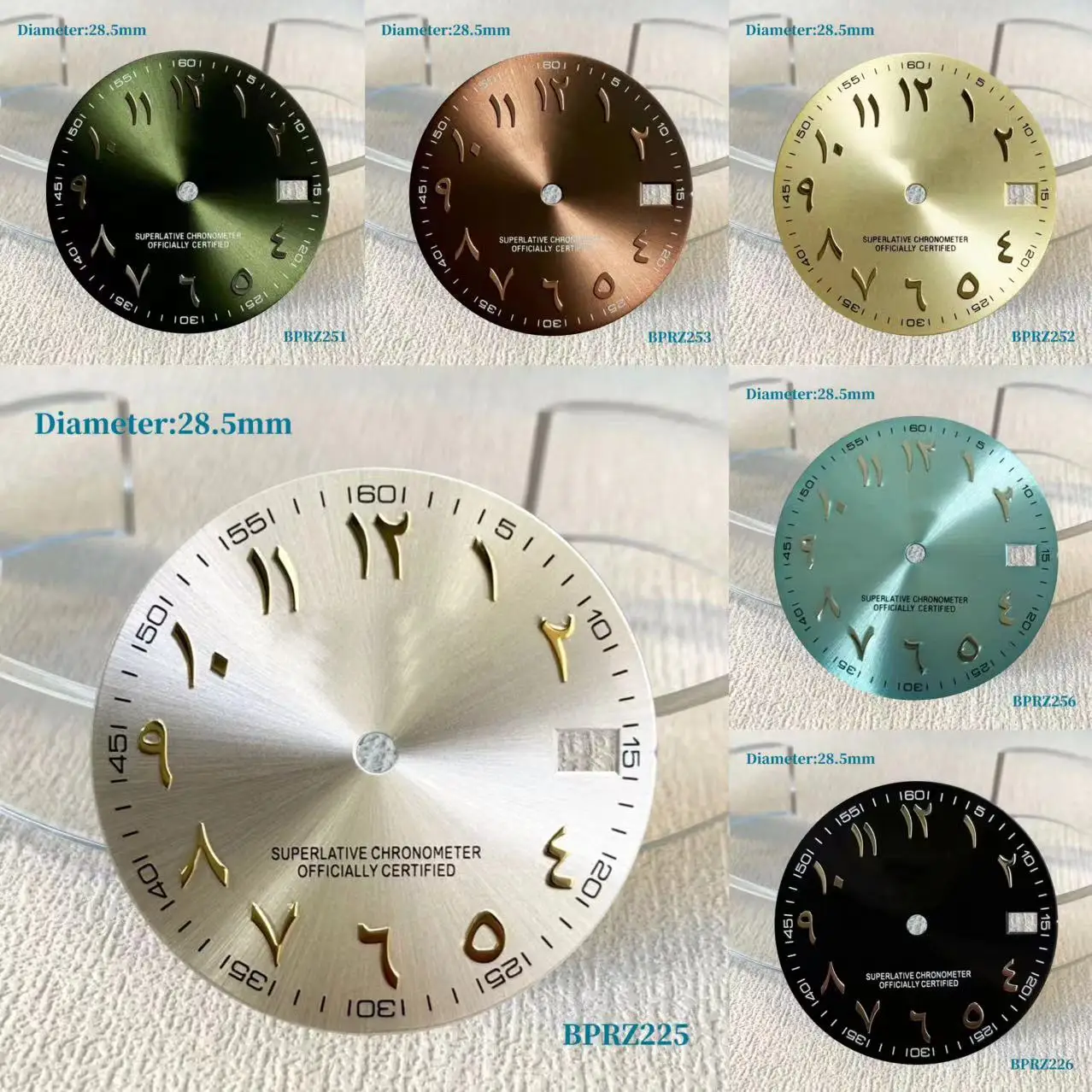 Green 28.5mm Arabic Numeral Silver Black Blue s dial nh dial 35 Automatic Movement No Luminous Arabic s logo Dial 35 Automatic