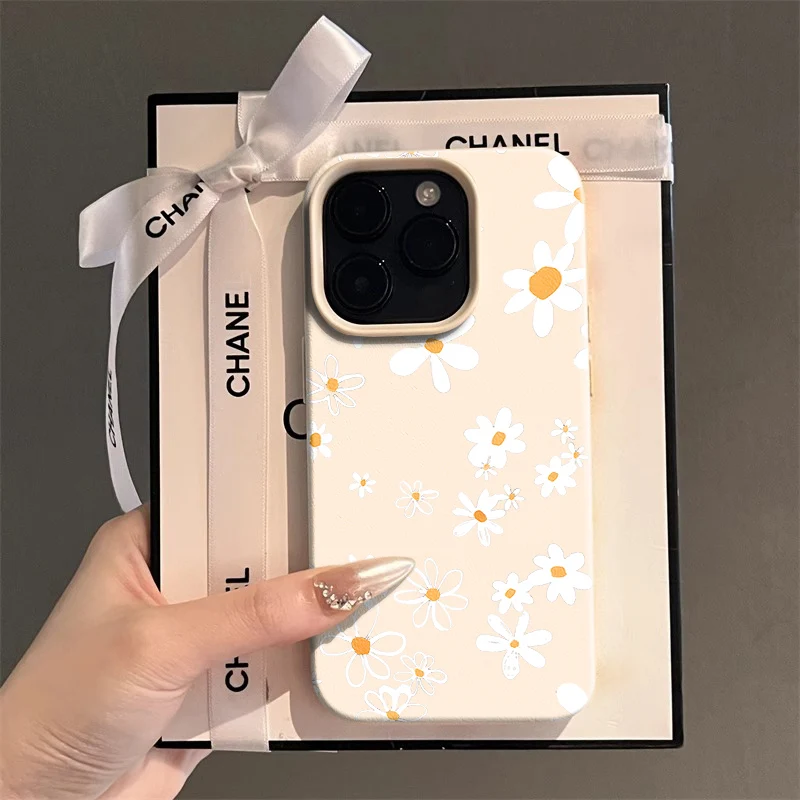 로맨틱 데이지 꽃 패션 폰 케이스 아이폰 17 에어 16 15 13 11 14 12 플러스 프로 맥스 XR XS 충격 방지 TPU 커버