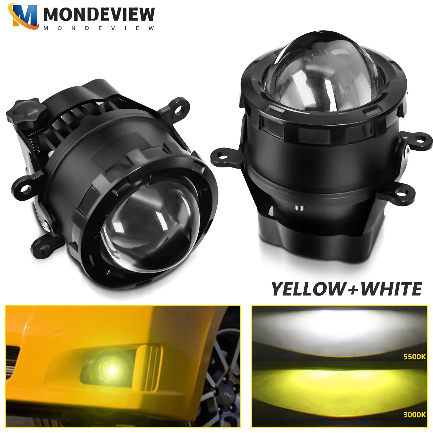 

MONDEVIEW T08 3-inch Short Array Laser Cannon Universal Lens LED Fog Lamp Automotive Headlamp Bulb Fog Lamp High and Low Beam