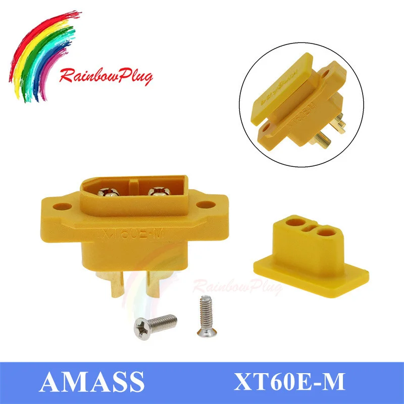 AMASS XT60E-M Mountable XT60 Male Plug Connector For Racing Models Multicopter Fixed Board DIY Spare Part XT60E1-M Or Cover