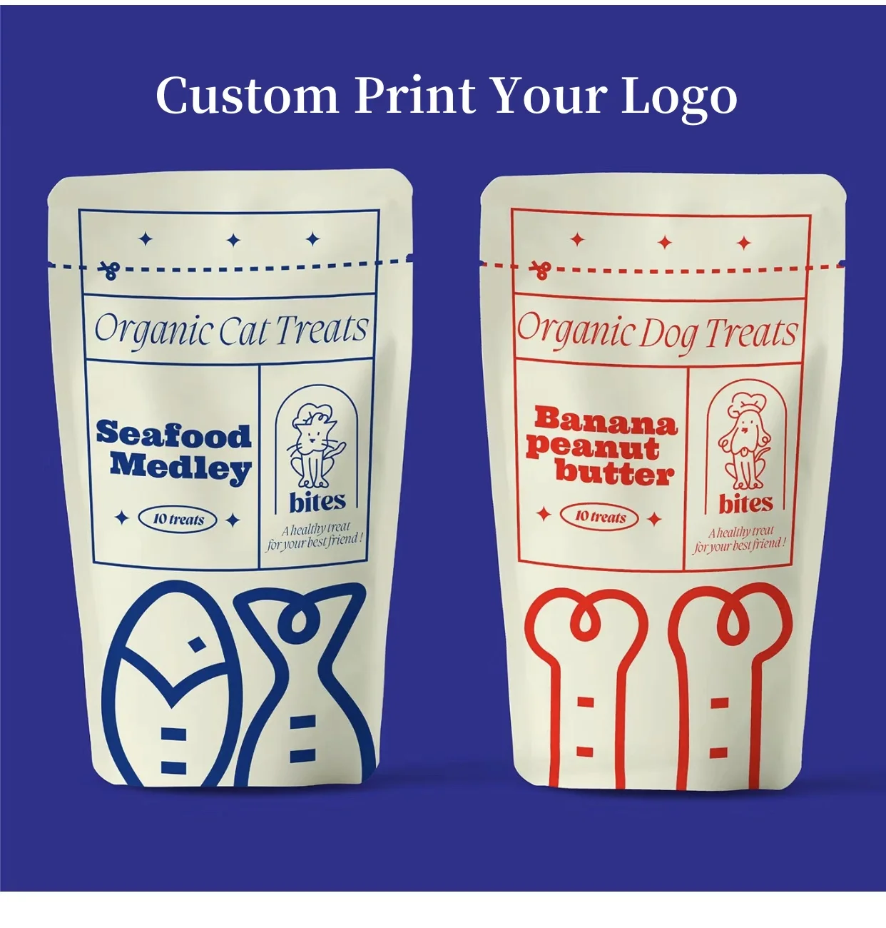 

Lovely Printed White Kraft Paper Bag, Food, Sugar, Nut, Tea Bag, Pet Snack Bag, Trademark Gift Bag, Style Customization