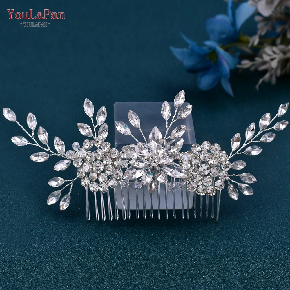 YouLaPan HP77 Shiny Rhinestone Wedding Combs Women Hair Accessories Jewelry Bridal Headpiece for Party Handmade Flower Headwear