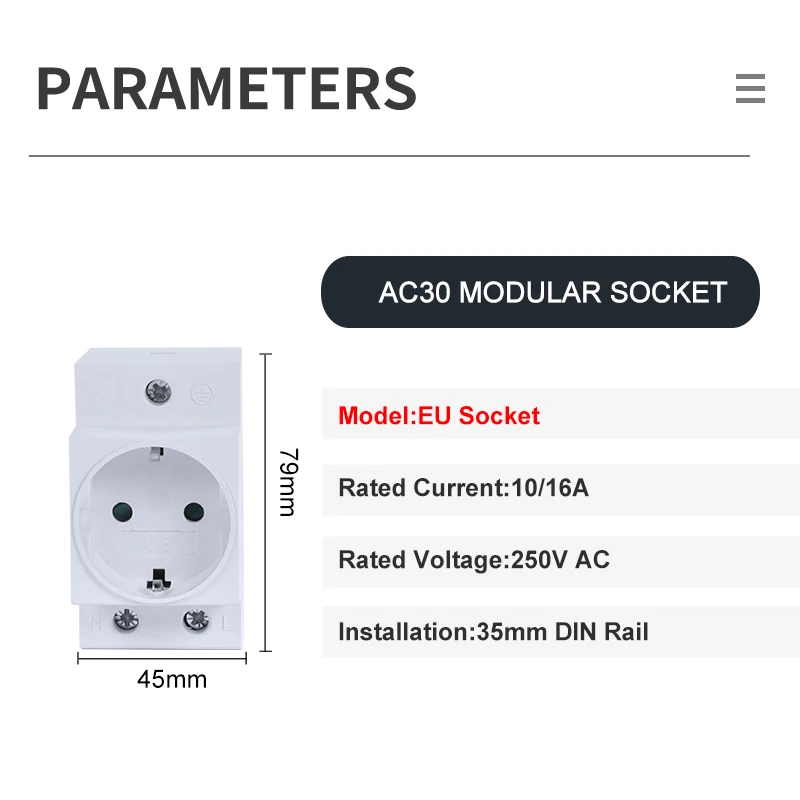 Eu Ac30 Stopcontacten Duitsland Eu Europa Modulaire Din Rail Socket 10a 16a 250V Industriële Distributie Box Adapter Connector Ce