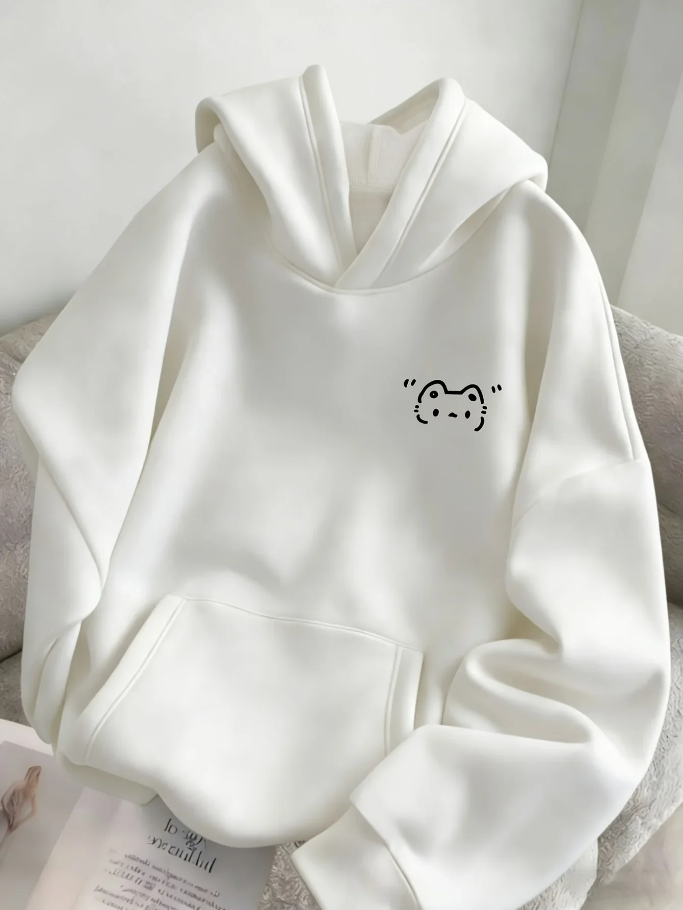 2027 New Women Fleece Lined Hoodie Spring Autumn Winter Korean Style Loose Hooded Sweatshirt Ladies Minimalist Trendy Reduce Age