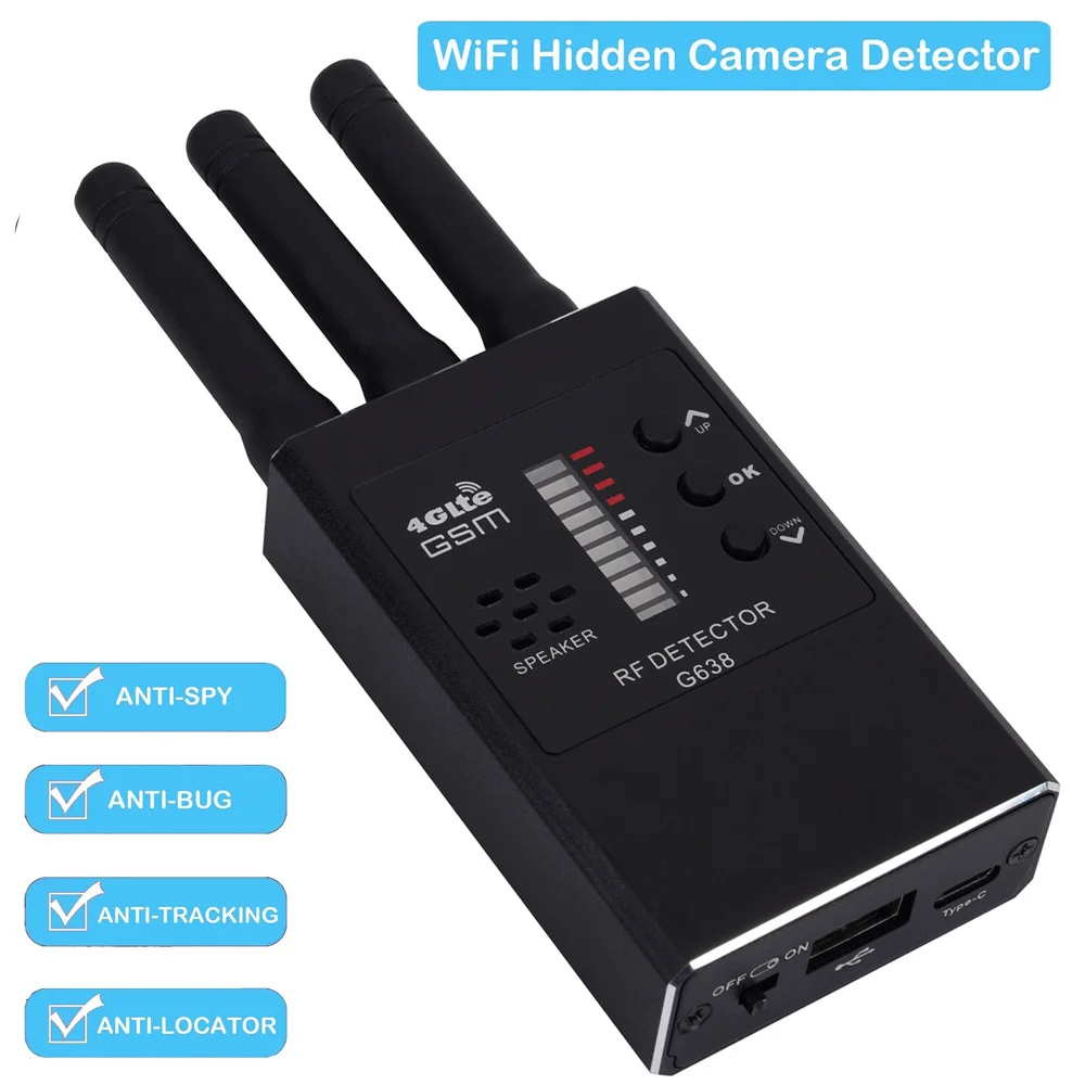 NEW Professional Wireless RF Signal Detector Camera GSM Audio Finder GPS Scan Detecting Anti-Spy Bug Strong Magnet Finder G638