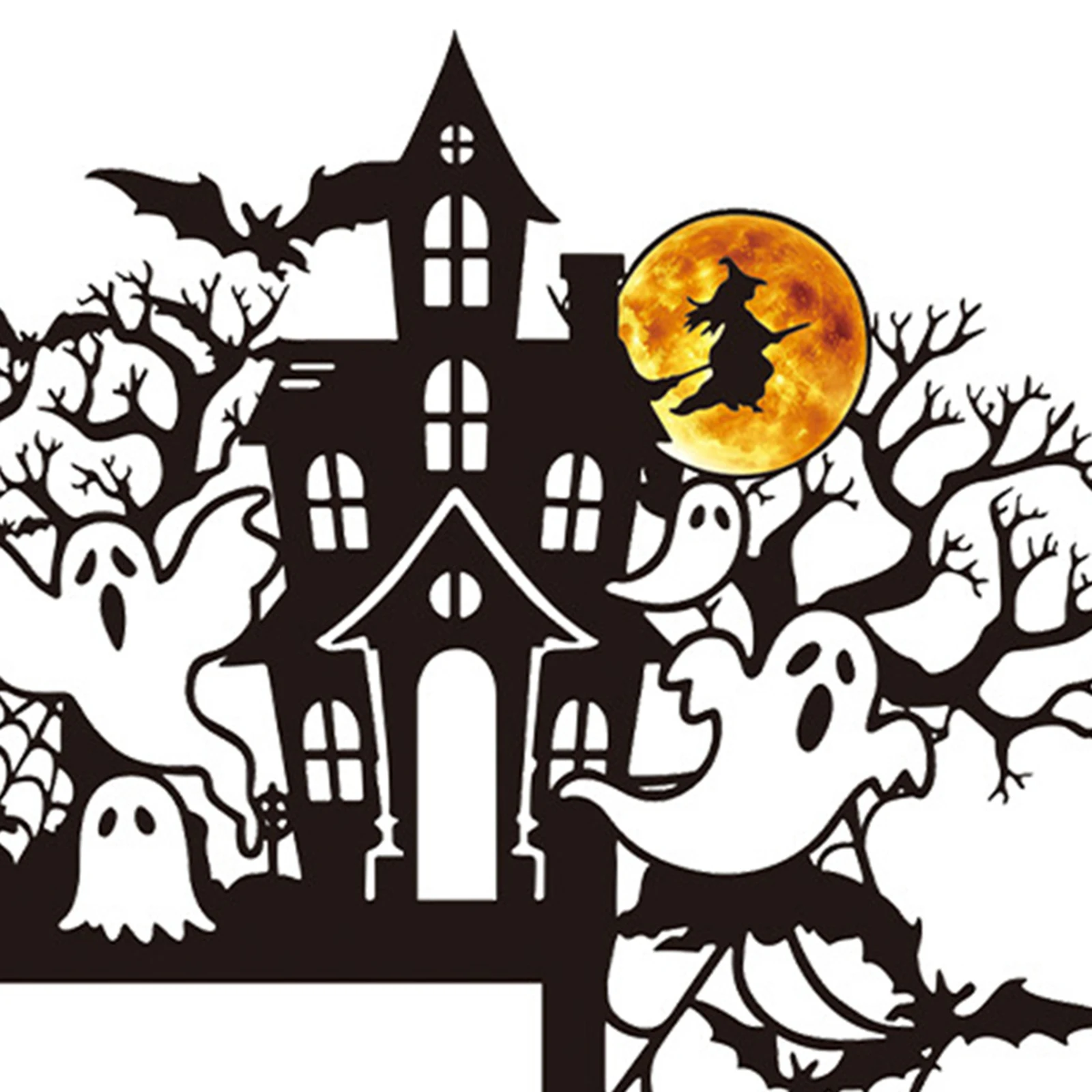 

Halloween Decoration Stickers Ghost Castle Bat Element Wall Stickers Decorative Stickers For Door Window Corners Party Favors