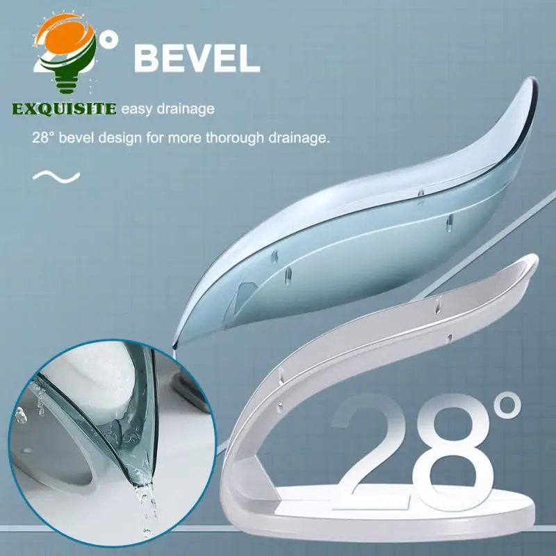 Leaf Shape Soap Box Drain Soap Holder Box Soap Dish With Drain Water Bathroom Shower Soap Holder Sponge Storage Tray Soap Dish