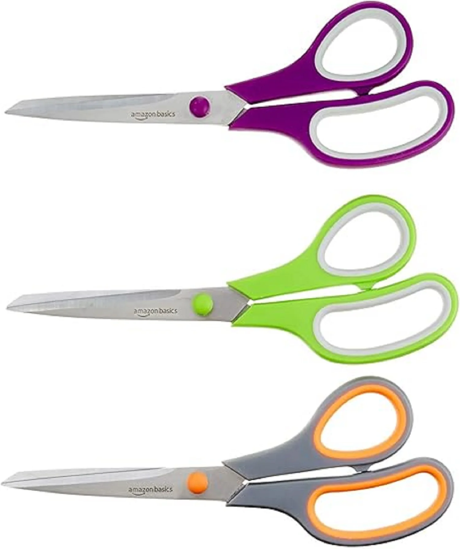 

Makeasy Stainless Steel Scissors for Office, Crafts, Multipurpose Sharp Comfort Grip PVD Coated 3 Pack Multicolor