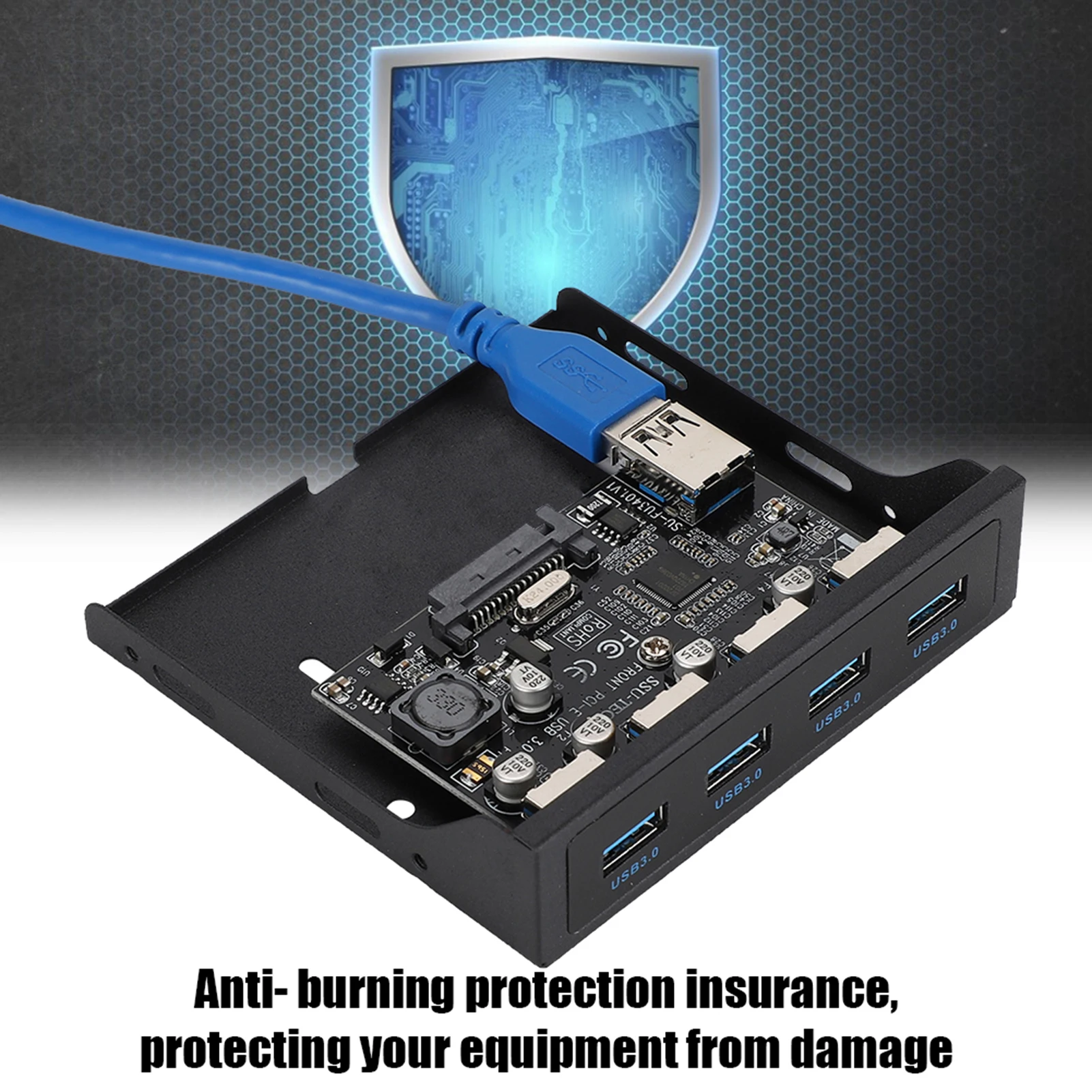 بطاقة التوسعة الأمامية خليج مرن محول PCI-E إلى 4xUSB3.0 ل NEC720201 رقاقة الجبهة خليج مرن محول توسيع الناهض بطاقة الأسود #3