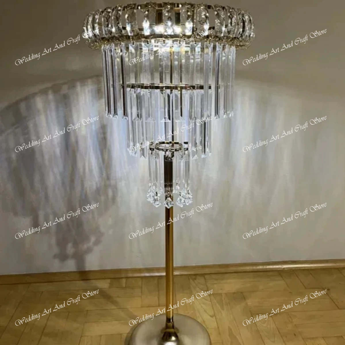 Wedding Supplies Round Tube Metal Gold Walkway Light Candelabra Table Centerpieces For Wedding Decoration 588