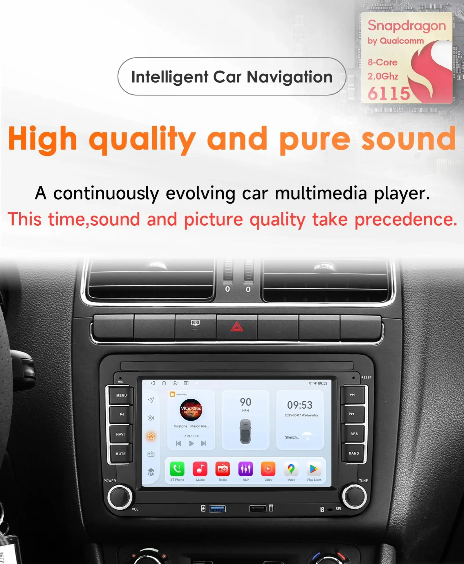 Android Autoradio GPS für VW Volkswagen Skoda Golf 5 6 Touran Passat B6 Polo Jetta Sharan Caddy Scirocco 7 Zoll Stereo-Bildschirm