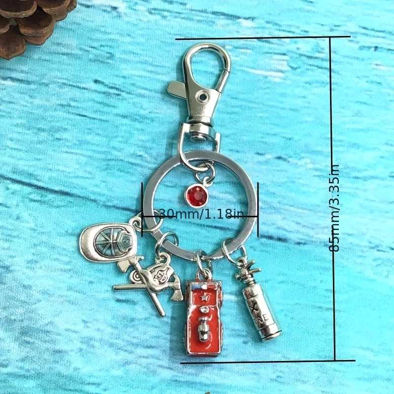 Firefighter Keychain Suitable for Fire Department Keyring Fire Truck Extinguisher Fireman Gift for Firefighter  Fireman-Themed