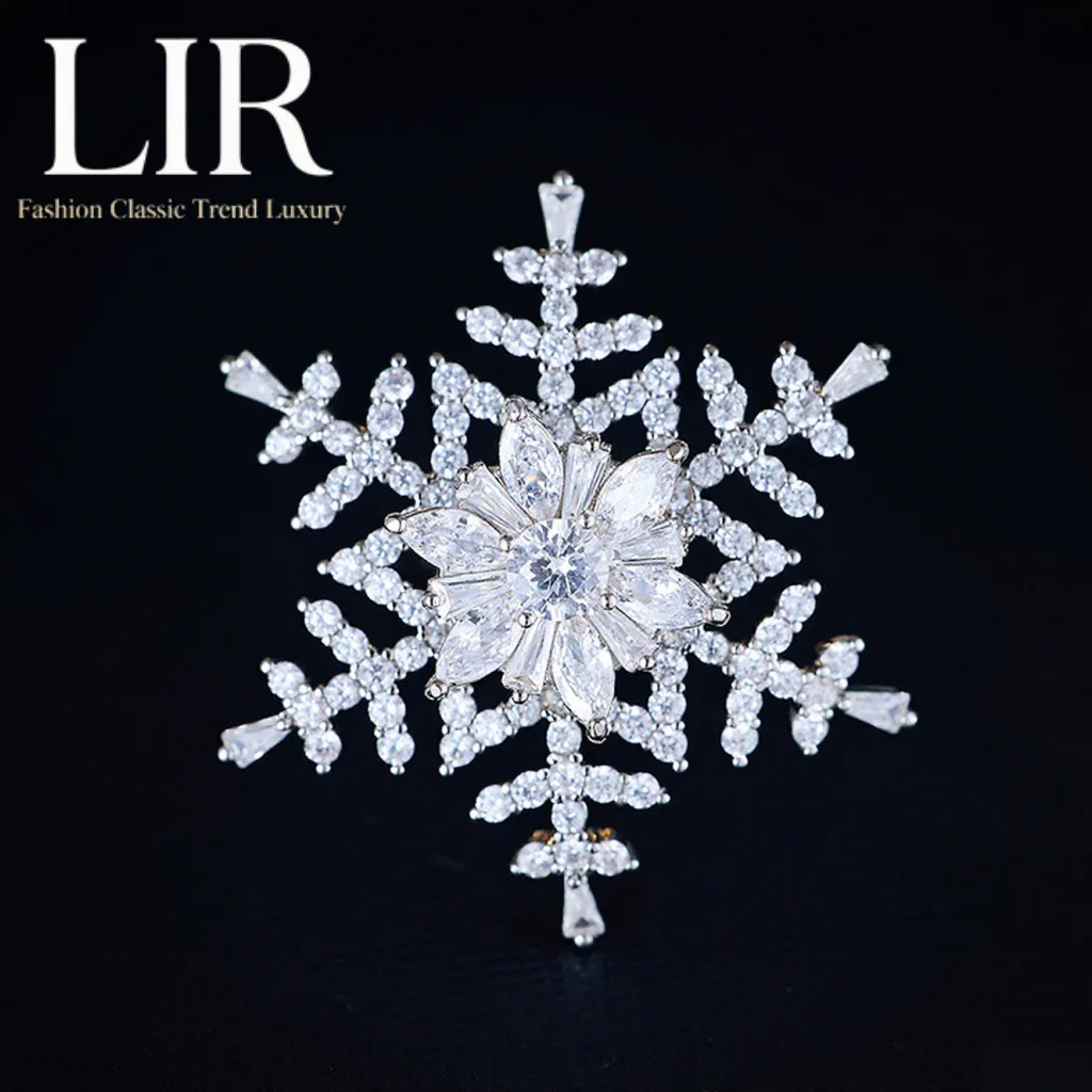 بروش LIR New Light Luxury: ندفة الثلج القابلة للدوران، زركون AAA، أنيق حلو، مضاد للانزلاق