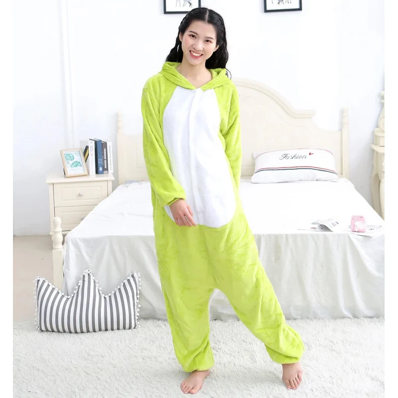 

Новинка 2025, комбинезоны с зеленой лягушкой, плюшевые пижамы, зимняя фланелевая теплая одежда для сна, Хэллоуин, Рождество, карнавальный костюм для женщин, мужчин и детей F ❤ ❤ dd