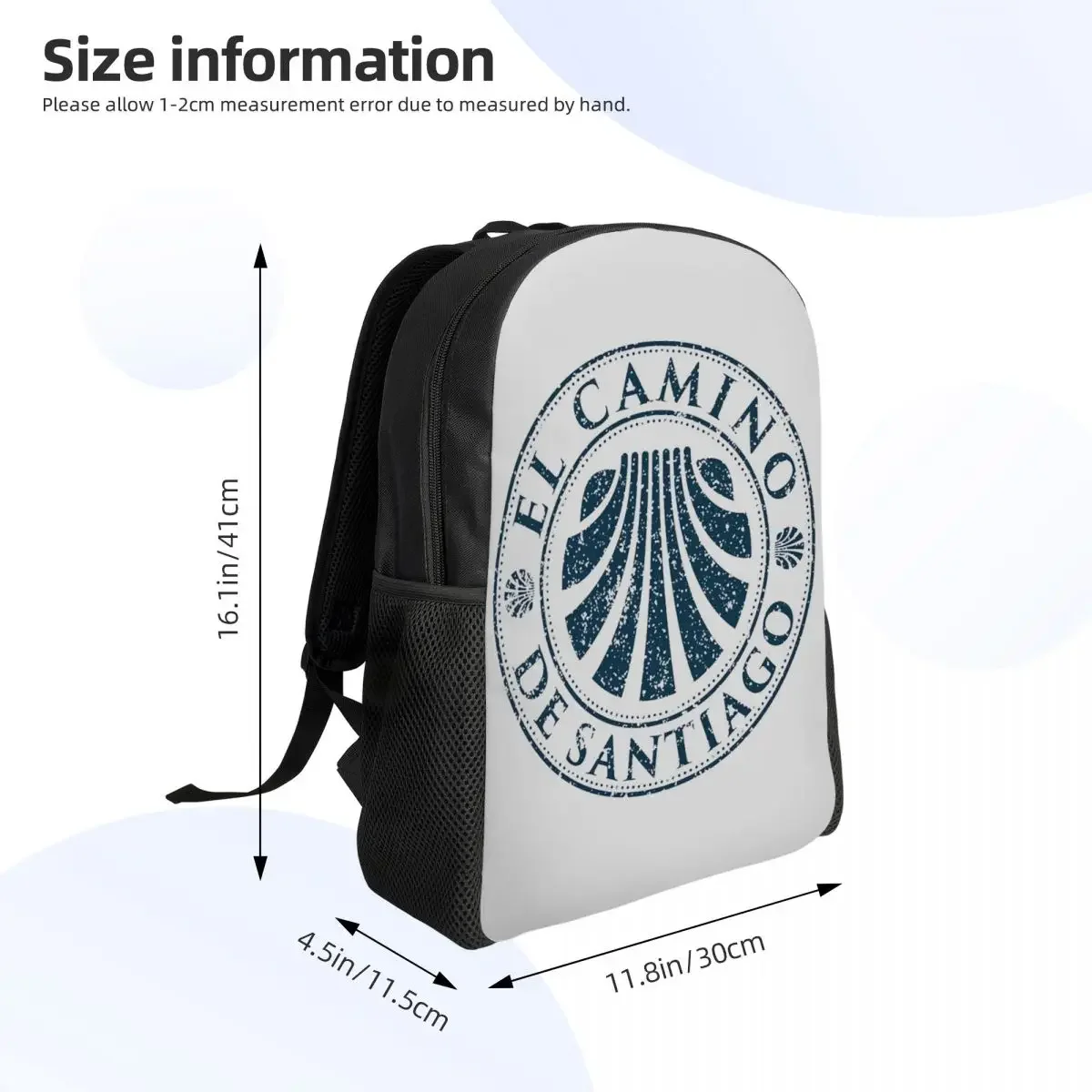 Mochilas personalizadas de Santiago De Compostela Camino para hombres, mujeres, estudiantes universitarios, mochila para portátiles de 15 pulgadas