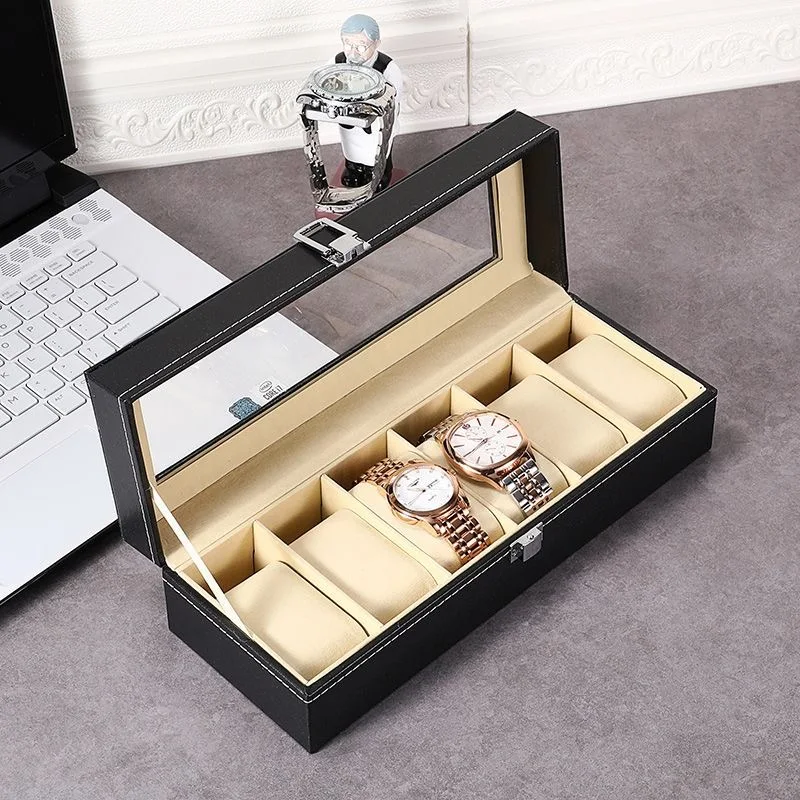 DELESYS 2/3/4/5/6/8/10/12 Slots PU Leather Watch Box Traditional Style Watch Storage Box Gift Watch Case With Lock