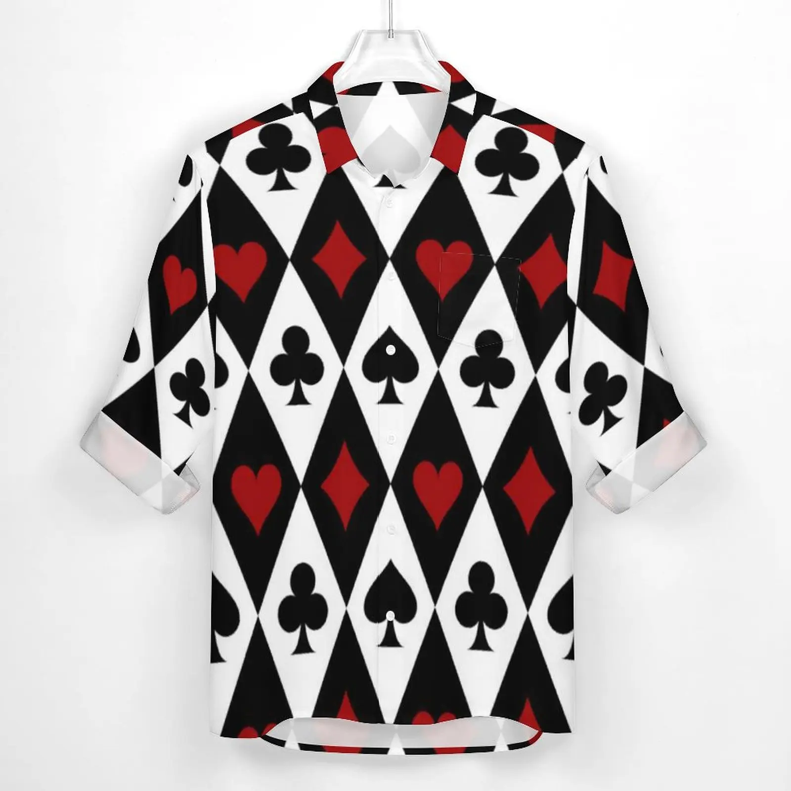 Card Player Casino Street Style Casual Shirt Man Gambling Blackjack Shirt Spring Trendy Blouses Long Sleeve Print Oversize Tops